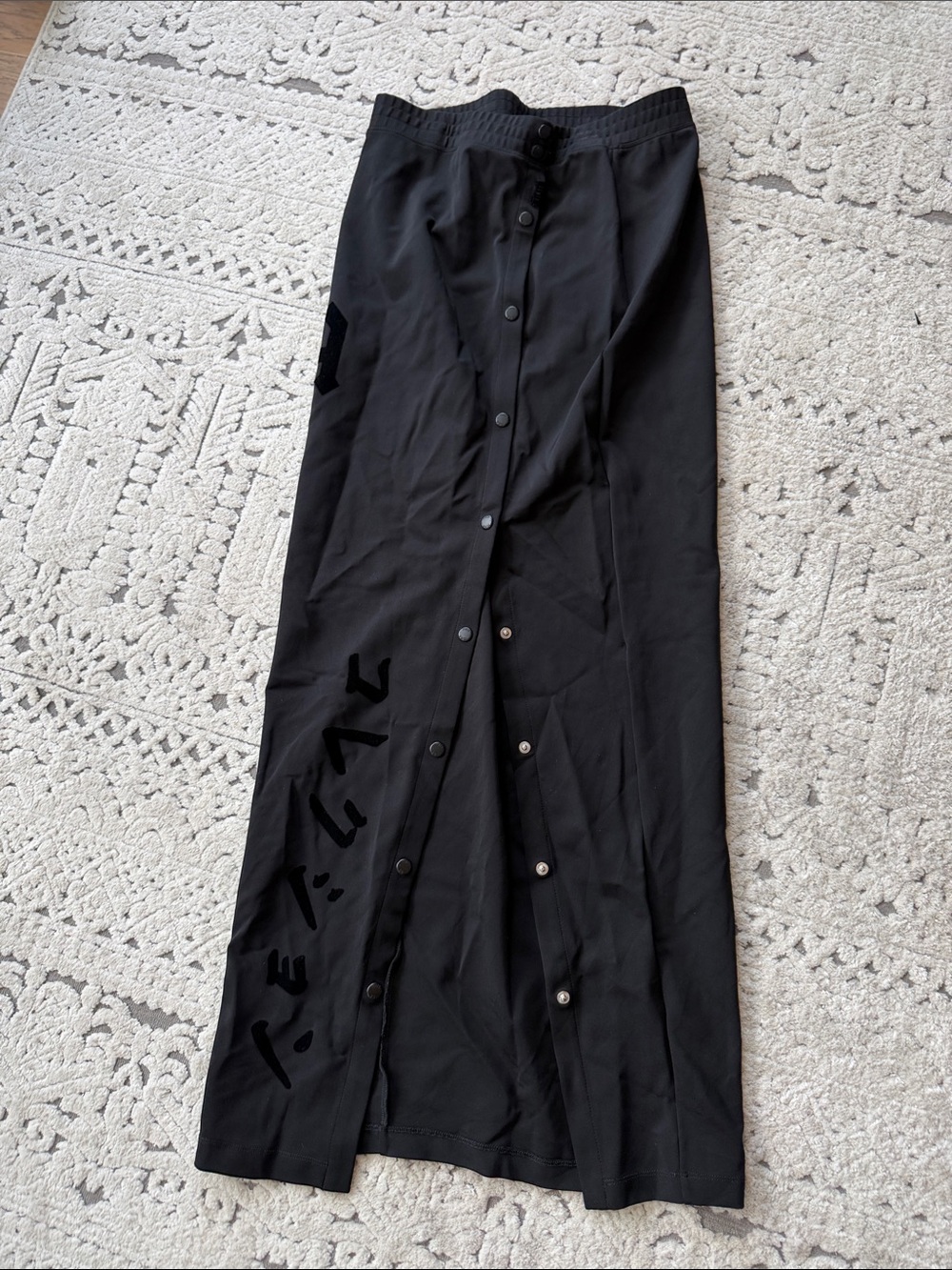 Black Snap-Front Maxi Skirt